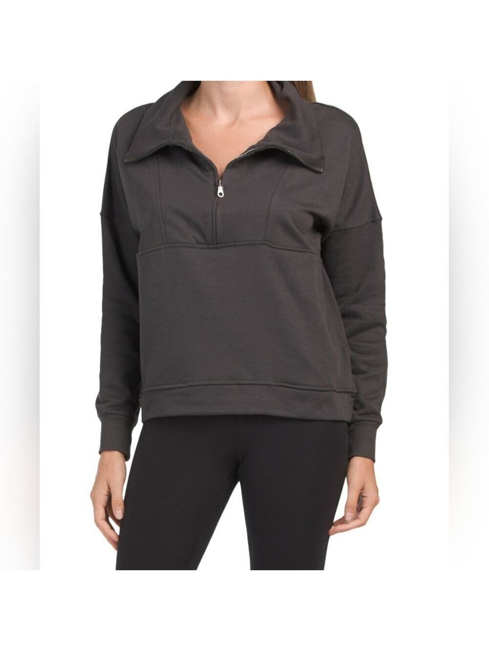 NWT WILO The Label Bella Half Zip Pull Over vintage black Size L